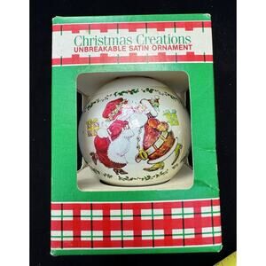 Christmas Creations Satin Ornament Santa & Mrs Mistletoe Vintage Mint Box! -8D